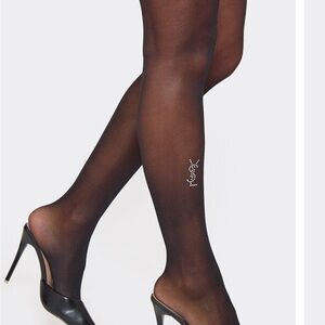 Embellished logo tights